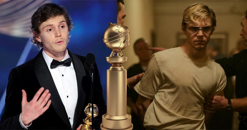 伊雲彼得斯憑《食人魔達默》首度在金球獎贏得最佳男主角殊榮。（網上圖片/劇照）