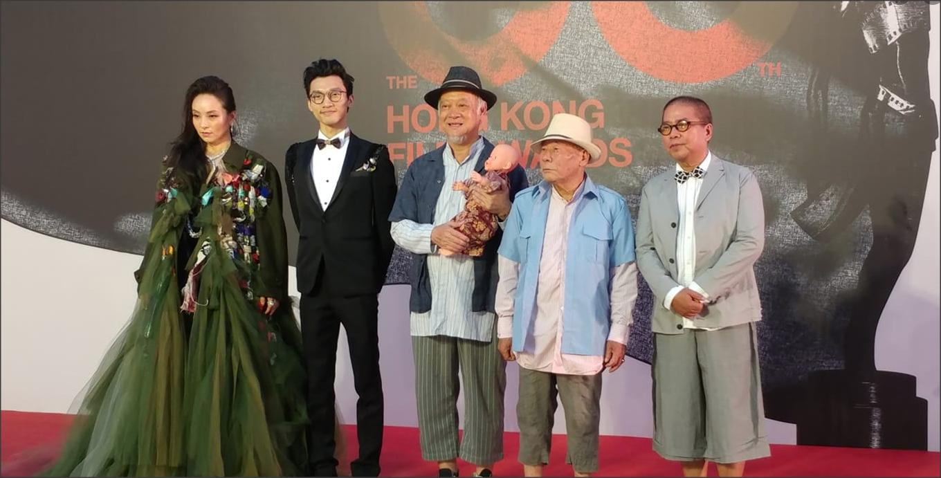 《三夫》團隊出席香港電影金像獎頒獎禮，（右二）陳萬雷也有參加。（資料圖片）