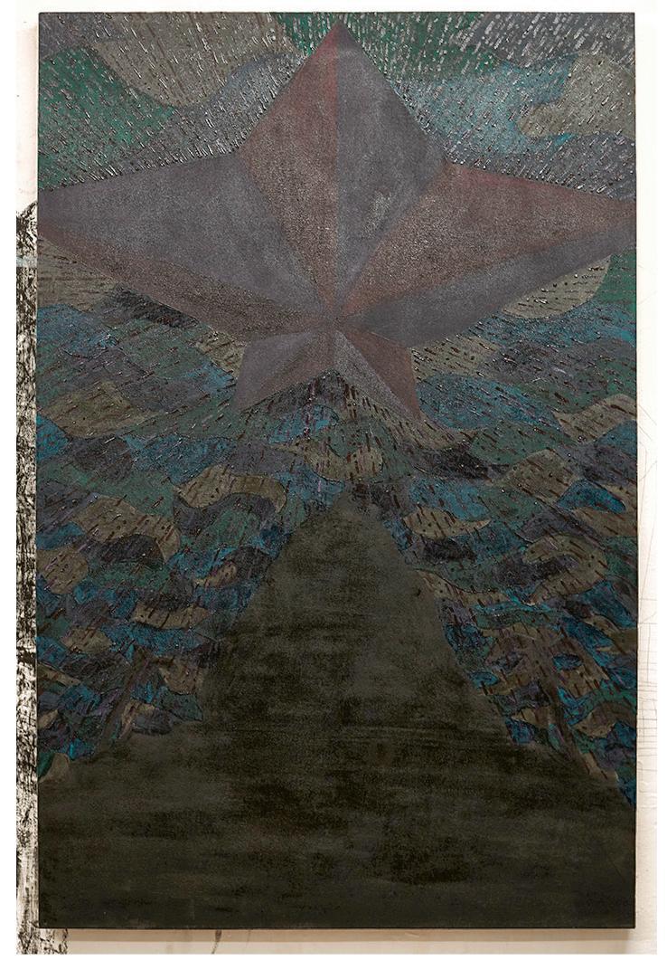 Black star系列一共3幅畫，都以維港周遭地方為題材，上面皆有一顆五角星。（主辦單位提供）