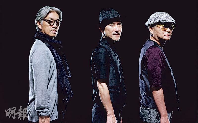 坂本龍一（左起）、高橋幸宏及細野晴臣組成的電子樂隊YMO，於1980年代引領電子音樂熱潮。