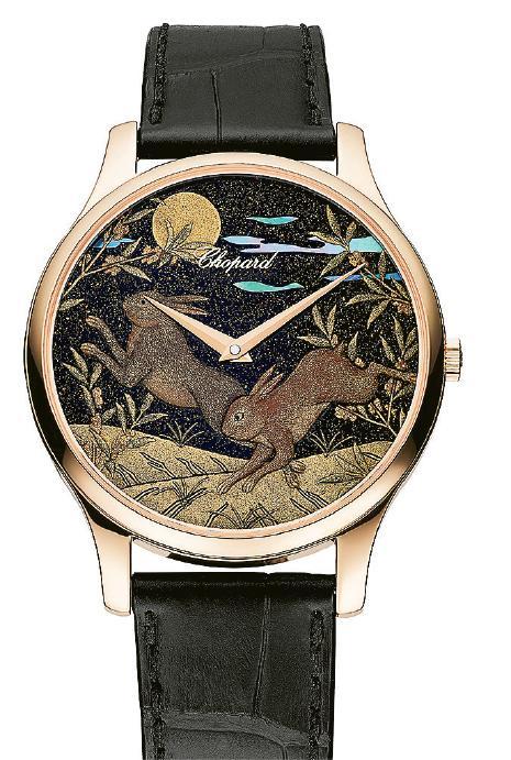 兔年蒔繪腕表--Chopard L.U.C XP兔年蒔繪腕表用上符合倫理道德標準的18K玫瑰金製成，限量88枚。$213,000（品牌提供）