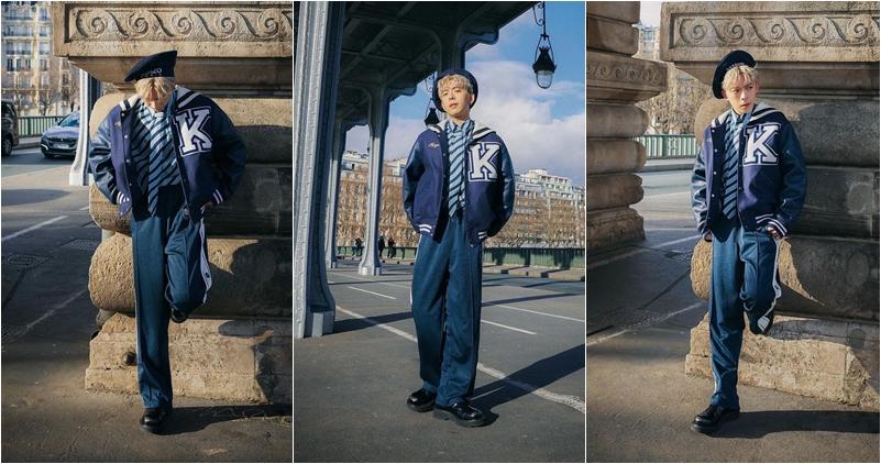 呂爵安昨天在社交平台分享多張他在巴黎拍攝的Chok爆照片。（呂爵安Ig圖片 / 明報製圖）