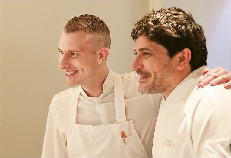 亦師亦友--名廚Mauro Colagreco（右）與得意門生Davide Garavaglia（左），亦師亦友。（Gloria Chung攝）