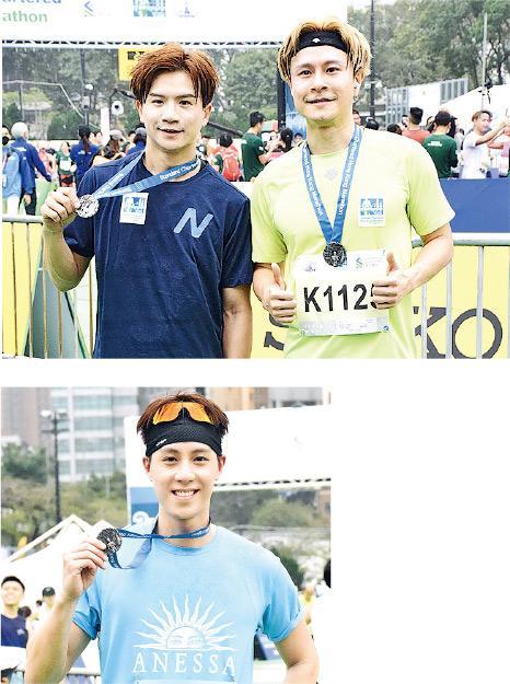 梁釗峰（上圖左）、陳健安（上圖右）和陳安立（下圖）參與10公里賽事。（攝影：鍾偉茵）