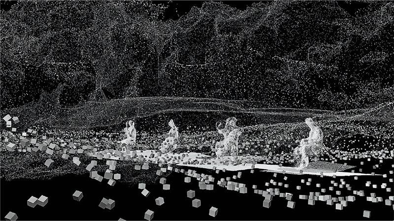 虛擬演出--林欣傑將Cong四重奏的《黑天使》演奏以數碼化圖像形式呈現，Cong四重奏虛擬出現於觀衆眼前。（香港藝術節提供）