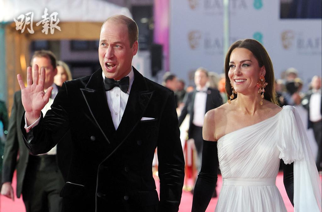 2023年2月19日，英國王儲伉儷威廉和凱特出席英國電影學院頒獎禮。（法新社）