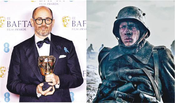 改編同名小說的《西線無戰事》（右圖）成為BAFTA大贏家，愛德華伯格（左圖）亦贏得最佳導演獎。（法新社）