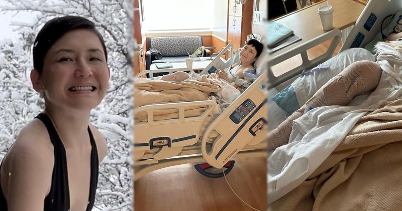 劉美君滑雪釀意外。昨天她貼出躺在病牀的照片，叫大家不用擔心。（Ig圖片）
