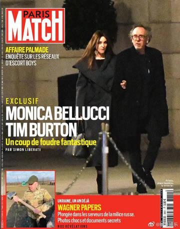 法國雜誌《Paris Match》上周封面報道，添布頓與蒙妮卡白露芝正拍拖。（網上圖片）