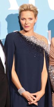 2018年9月26日，摩納哥王妃維特斯托克出席Monte-Carlo Gala。（法新社）