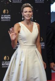 2018年6月19日，摩納哥王妃維特斯托克出席第58屆蒙特卡洛電視節（Monte-Carlo Television Festival）的閉幕典禮。（法新社）
