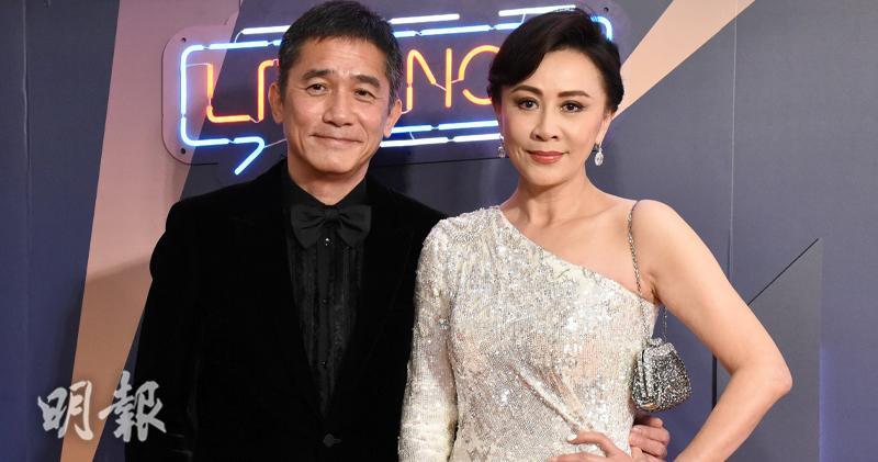 梁朝偉與太太劉嘉玲今晚一同出席《第十六屆亞洲電影大獎》。（鍾偉茵攝）