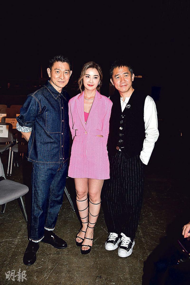 劉德華（左起）、蔡卓妍與梁朝偉合演《金手指》，昨日一起受訪談拍攝趣事。（攝影：劉永銳 ）