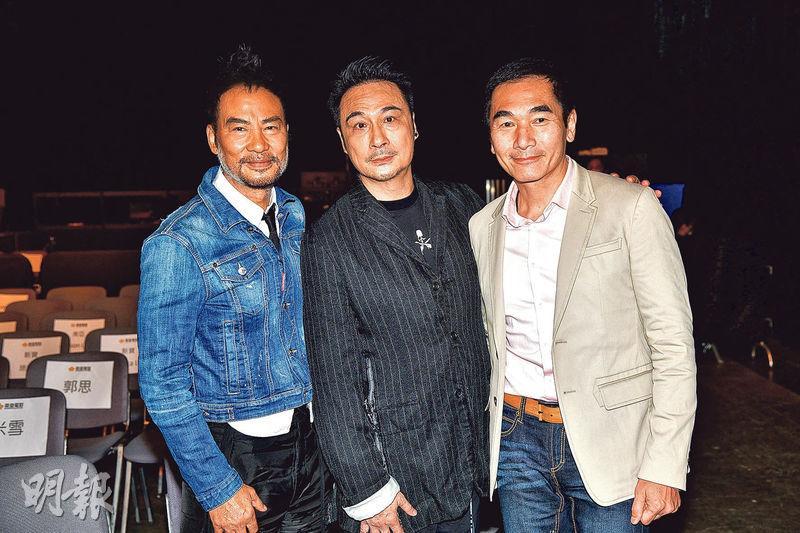任達華（左起）、吳鎮宇與方中信透露合演的《內幕》有多場危險鏡頭。（攝影：劉永銳 ）