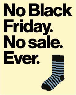 永不減價廣告--英國不少品牌都會作Black Friday減價，Community Clothing則反其道行，刊出永不減價的廣告，以實價而非減價帶出品牌的獨特定位。（品牌提供）
