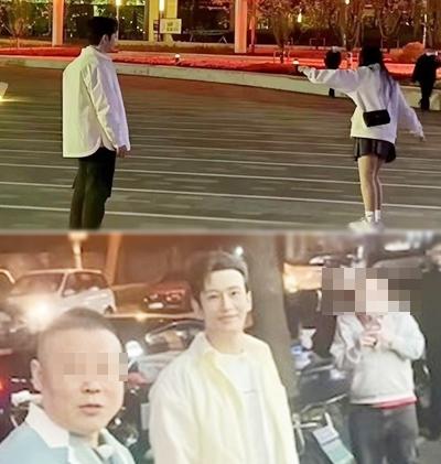 有網民事後表示黃曉明當晚錄影綜藝節目《極限挑戰》，其間在某廣場上見到一位年輕女子玩滑板。（微博圖片）