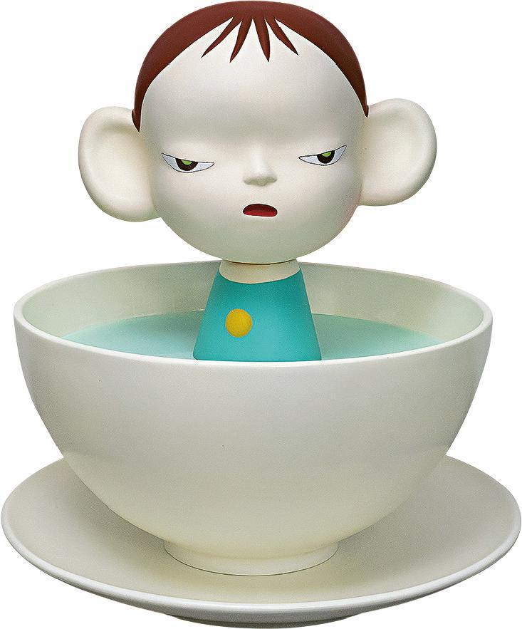 《茶杯小孩》--作者：奈良美智，創作年份：1995，規格：壓克力、漆、棉布、玻璃纖維、雕塑（105×95×95厘米），估價：500萬至800萬元，特色：作品面世時，正是作者創作標誌的小女孩的雛形階段。此作中的杯子造型與女孩頭像，開啟作者日後一系列深受歡迎的雕塑創作（拍賣行提供）