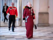 2023年1月3日，丹麥女王瑪格麗特二世在克里斯蒂安堡宮（Christiansborg Palace）出席活動。（法新社）