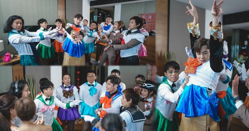 陳家樂率兄弟團扮美少女戰士接新娘，兼唱Jisoo歌曲《FLOWER》，非常投入。（大會提供）