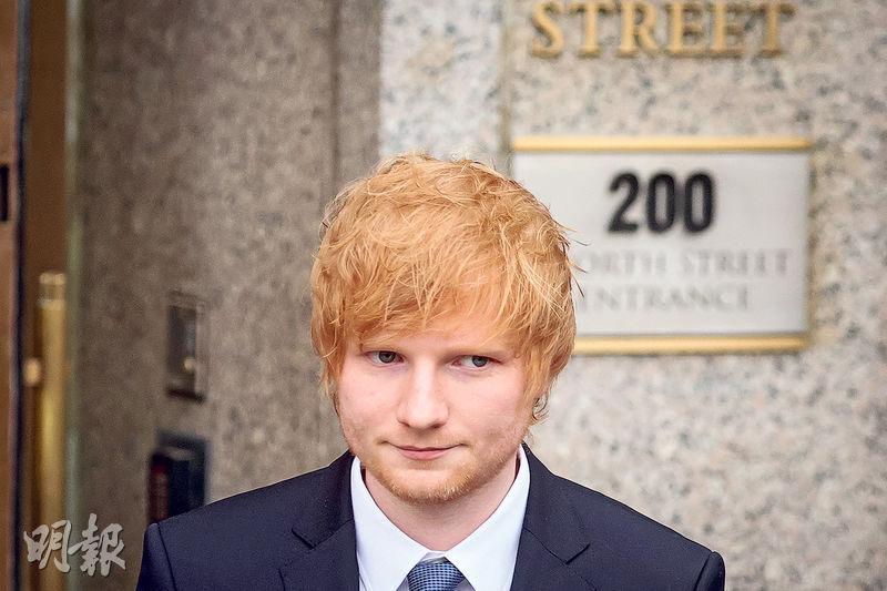 Ed Sheeran涉嫌抄歌，前日出庭否認控罪。（路透社）
