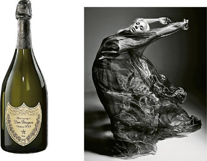 2013年份香檳--Dom Pérignon最近推出了2013年份香檳，並和Lady Gaga合作拍攝藝術短片。（品牌提供）