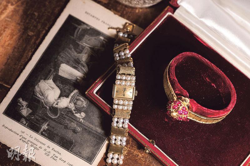 1950年代瑞士品牌的女士腕表，高貴優雅。（朱安妮攝）