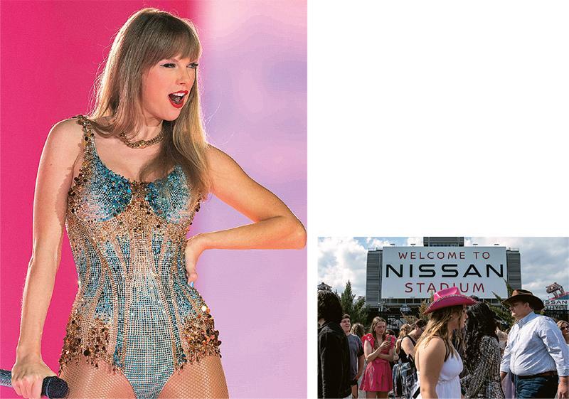 Taylor Swift（左圖）返回家鄉納什維爾開騷，3場演唱會合共21萬歌迷捧場，成為當地樂壇盛事。