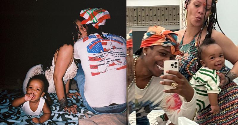Rihanna男友A$AP Rocky公開多張一家三口的照片，祝賀兩人的兒子RZA一歲生日。（網上圖片）