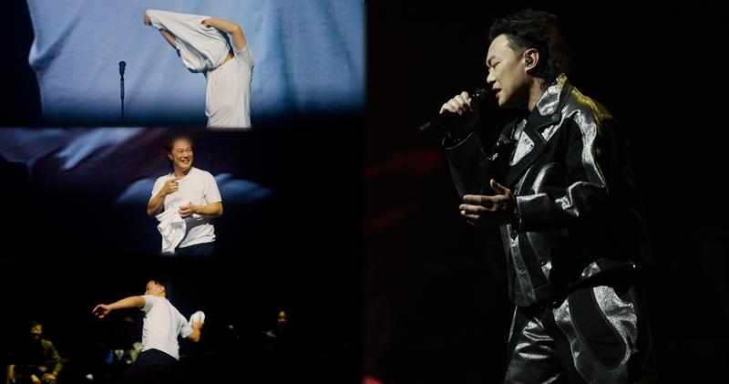 陳奕迅在大馬開騷期間，在台上大解放兼熱到除衫。（大會提供）