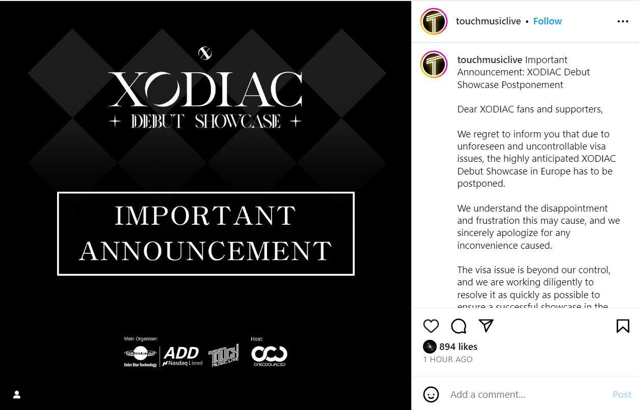 XODIAC SHOWCASE的主辦單位在社交網公布延期消息。（大會提供）