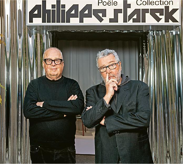 幽默40年--Alberto Alessi與Philippe Starck合作40年來，共同創作39項設計企劃，認為幽默是兩人的共通點，一如全新的Poêle家品系列亦有不少幽默細節。（Stefano Guidani攝）