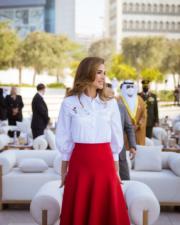 2022年2月26日，約旦王后Rania在阿聯酋首都阿布扎比出席活動。（Queen Rania facebook圖片）