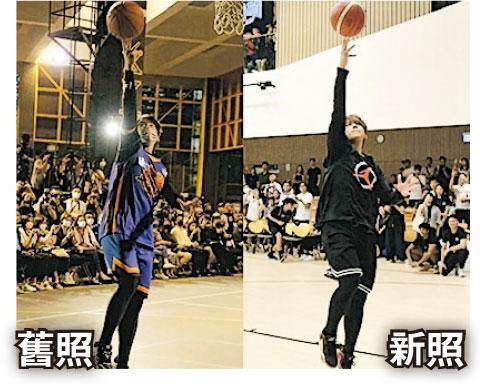 姜濤分享新舊投籃照對比，稱「沒進步的姿勢」。（網上圖片）
