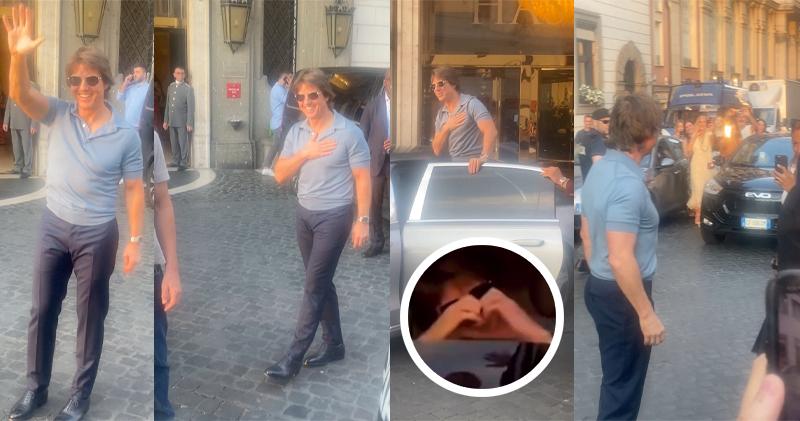 湯告魯斯昨日已抵達意大利羅馬，大批影迷聞風而至，在其下榻的酒店門外守候。（路透社/網上圖片）