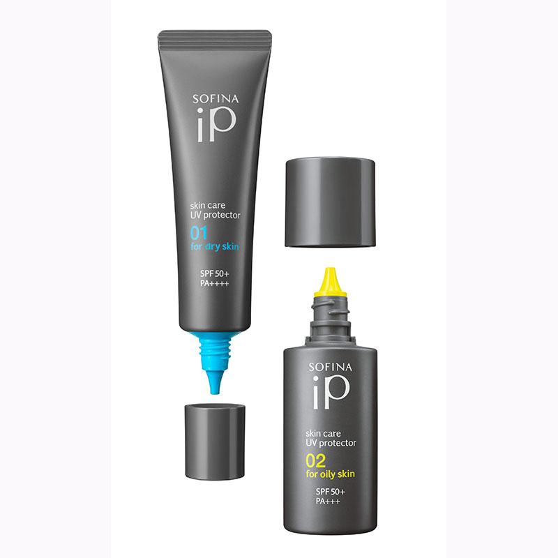 SOFINA iP護膚防曬乳：左為長效補濕護膚防曬乳霜SPF50+ PA++++，右為控油隔離護膚防曬乳液SPF50+ PA+++。（圖片由相關機構提供）