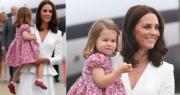 2017年7月17日，威廉王子一家外訪，抵達波蘭。圖為凱特抱着夏洛特小公主。 (法新社)