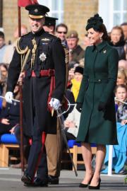 2019年3月17日，英國劍橋公爵威廉王子（左）與夫人凱特（右）在倫敦出席St Patrick's Day活動。（法新社）