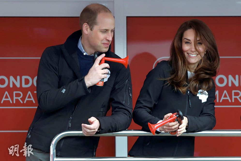 威廉王子及凱特今年4月出席倫敦馬拉松活動。（法新社）