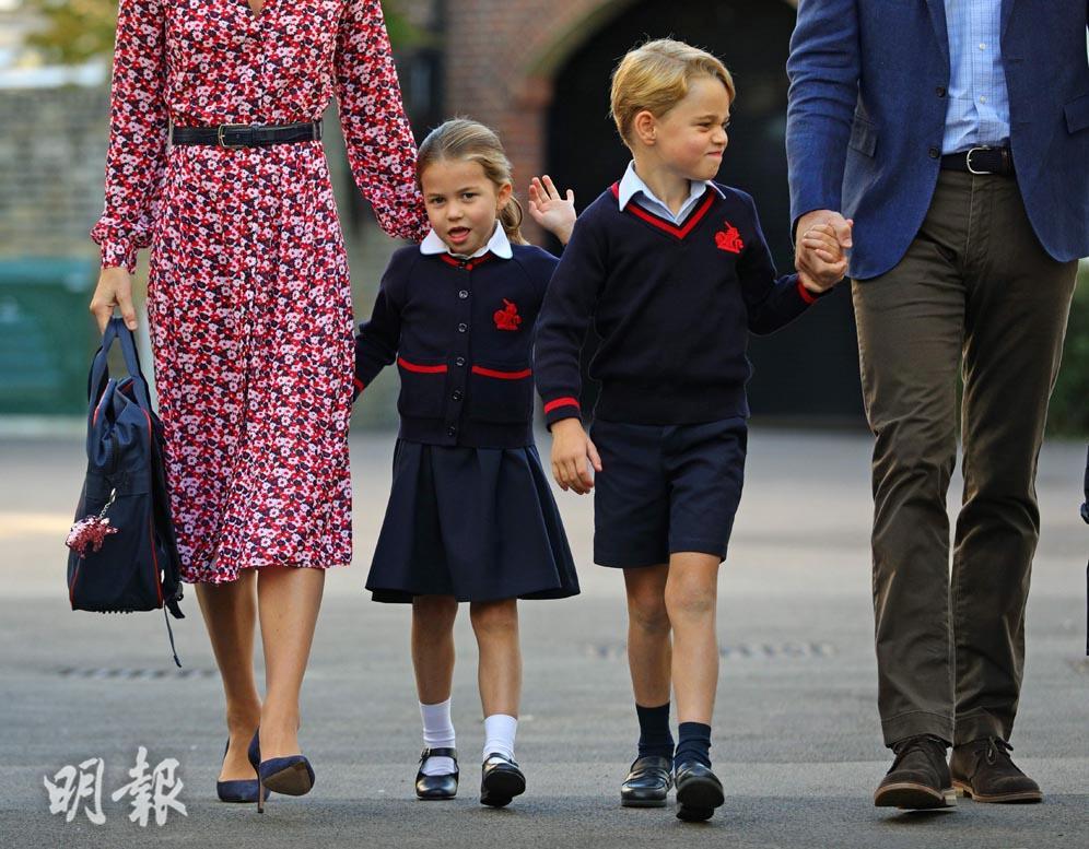 2019年9月5日，喬治小王子（右二）與妹妹夏洛特小公主（右三）（法新社）