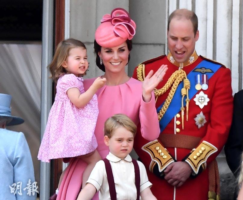 威廉王子與太太凱特、子女喬治小王子和夏洛特小公主（法新社）