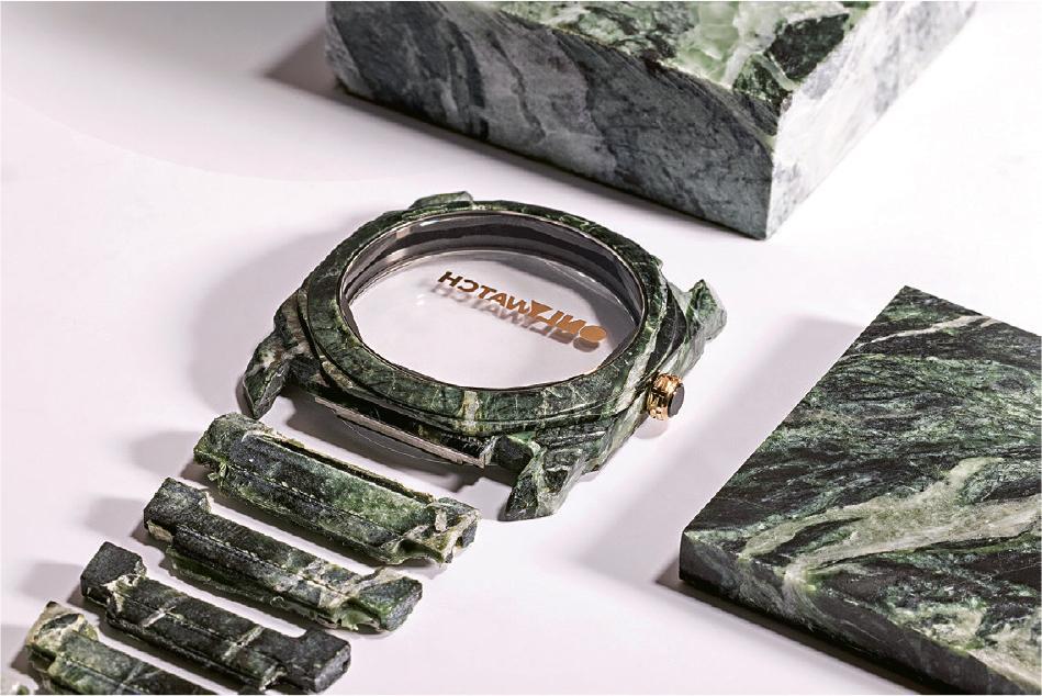 大理石薄片--Bvlgari為今年的Only Watch拍賣製作出大理石版本的Octo Finissimo陀飛輪腕表，當中用到的大理石薄片只有0.6毫米厚。（品牌提供）