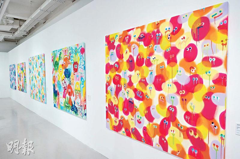 繽紛畫作——由英國藝術家Jon Burgerman創作的8幅作品，畫風色彩繽紛，以顏色及不同角色呈現麥樂雞這集體回憶帶來的快樂。（朱安妮攝）