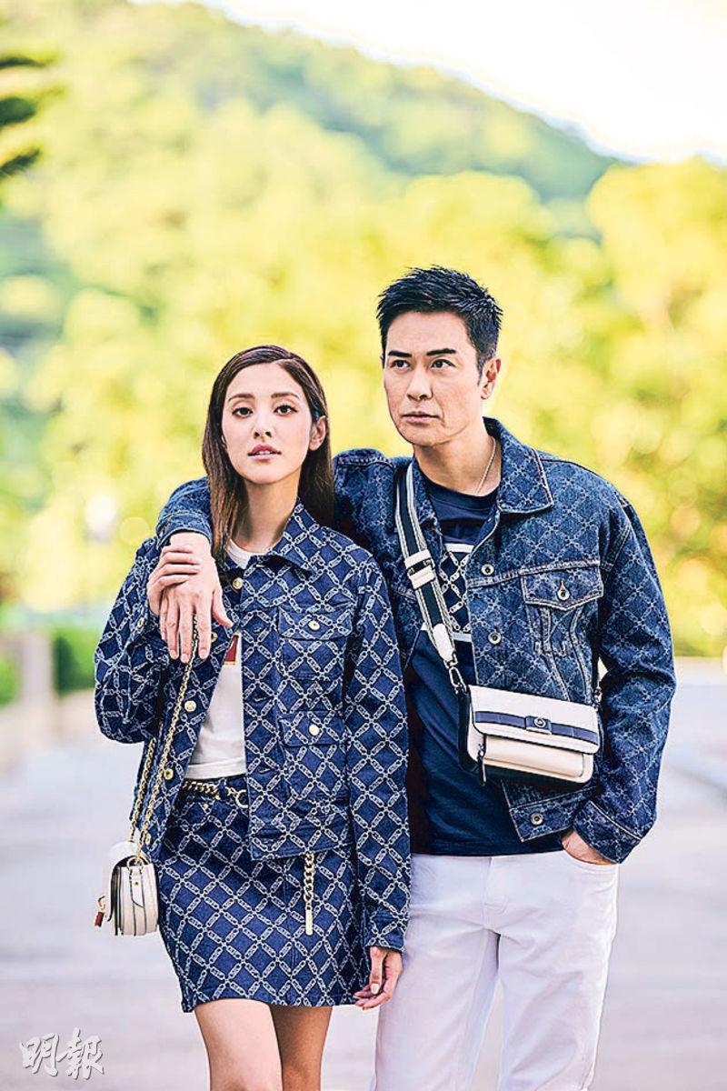 鄭嘉穎（右）與老婆陳凱琳「夫妻檔」為時尚品牌拍宣傳照。
