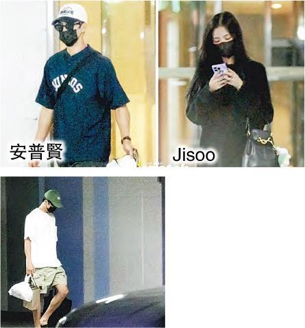 安普賢被拍到多次出入Jisoo住所（上圖），又被拍得帶同外賣（下圖）到Jisoo家約會。