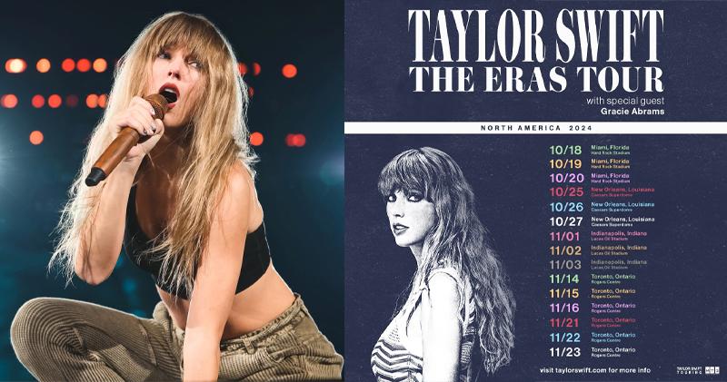 Taylor Swift的Eras Tour北美站即將落幕，昨宣布明年10月會加開15場。（Eras Tour社交平台X圖片）