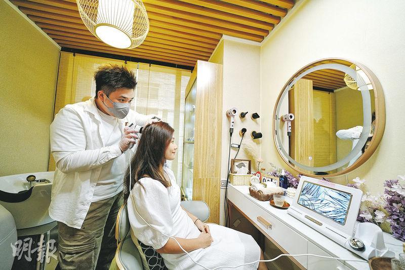 荔枝角Health+Club設有針對頭髮護理的頭療室。（黃志東攝）