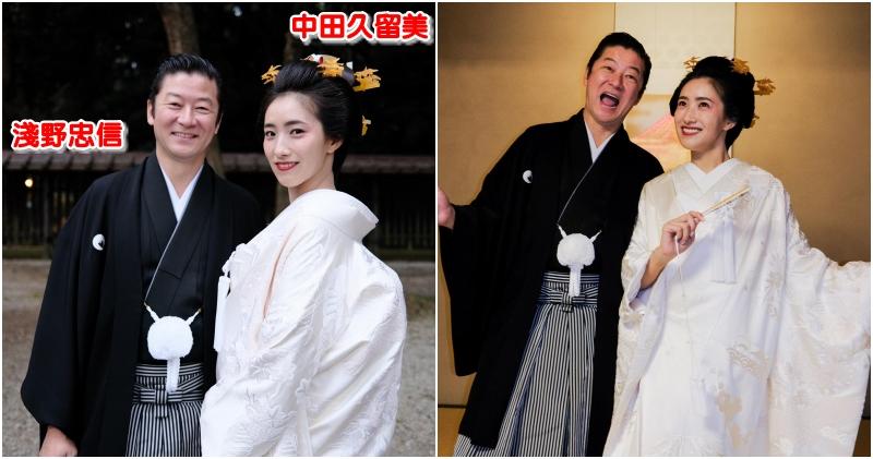 淺野忠信與中田久留美昨日慶祝結婚周年紀念，公開婚照放閃。（網上圖片）