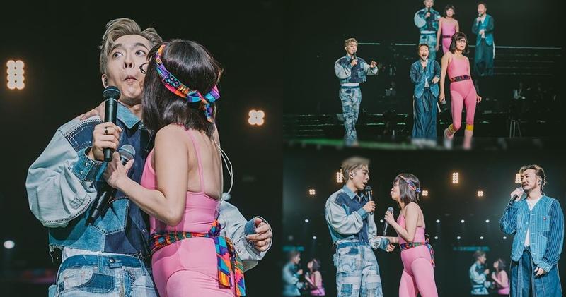 呂爵安昨晚在亞博舉行第2場演唱會，吳君如和鄭中基擔任表演嘉賓，君如還向Edan送吻。（Ig圖片）