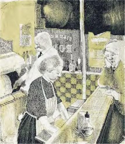Fish and Chip Shop 作者：David Hockney 創作年份：1954 估價：1.5萬至2萬英鎊 （約14.9萬至19.8萬港元） 特色：David Hockney以優美舒服的筆工和用色，繪畫出炸魚薯條店。這是作者早期作品（富藝斯提供）