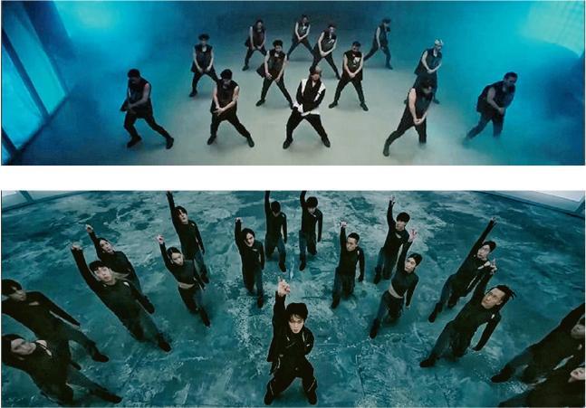 姜濤新歌《濤》MV（上圖）被指抄襲BTS成員Jimin歌曲《Set Me Free Pt.2》MV（下圖），拍攝角度和背景十分相似。
